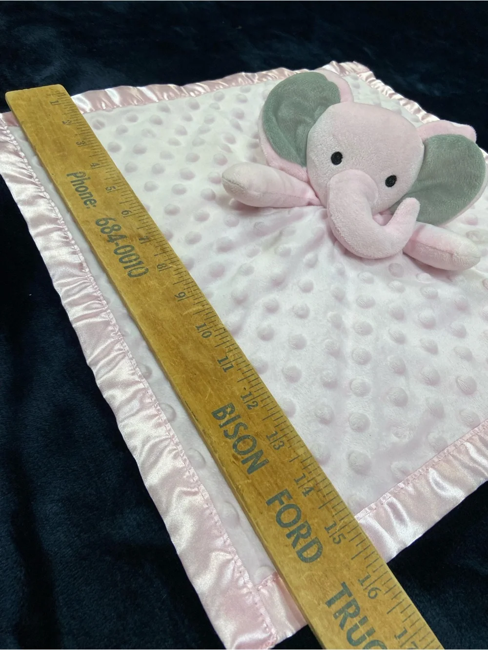 Plush Pink Elephant Lovey Blanket with Grey Ears